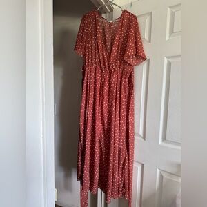 Elegant Polka Dot Dress in Red